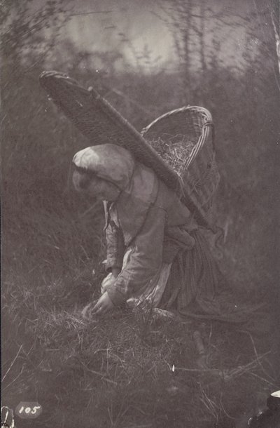 [Žena s košíkem na zádech] od Unknown artist