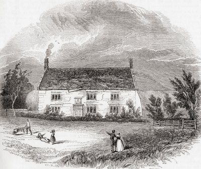 Woolsthorpe Manor, Woolsthorpe-by-Colsterworth, Lincolnshire, Anglie, ze staré Anglie: A Pictorial Museum, pub. 1847 od Unknown artist