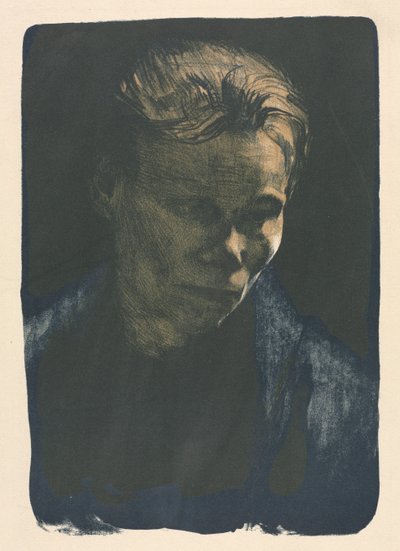 Pracující žena s modrým šátkem od Unknown artist