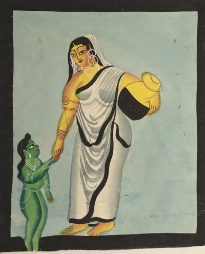 Yasoda s Kršnou na procházku od Unknown artist