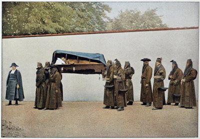 Bratři z charitativního džemu nesoucího nemocného do nemocnice v Itálii koncem 19. století. od Unknown photographer