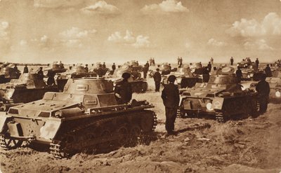 Německé tanky, Doberitz, nedaleko Berlína, Německo, fotografie z Illustrated London News, 27. července. od Unknown photographer