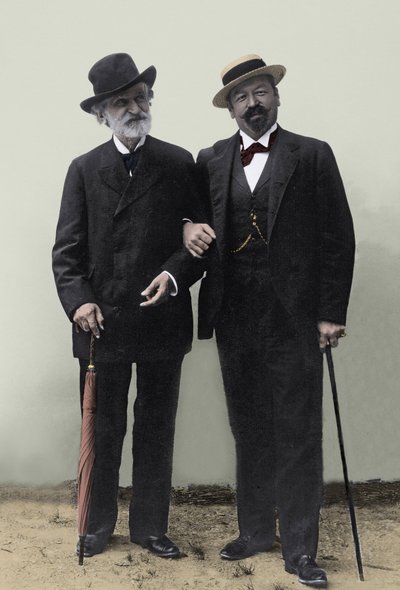 Giuseppe Verdi, italský skladatel (1813-1901) a tenorista Francesco Tamagno (1850-1905) v Montecatini na konci 19. století. od Unknown photographer