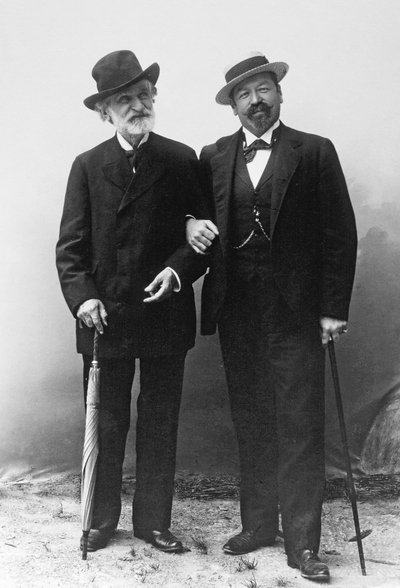 Giuseppe Verdi, italský skladatel (1813-1901) a tenorista Francesco Tamagno (1850-1905) v Montecatini na konci 19. století. od Unknown photographer