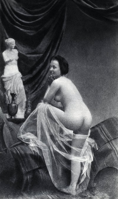 Nahá žena představující zpět o 1855 anonymní fotografii od Unknown photographer
