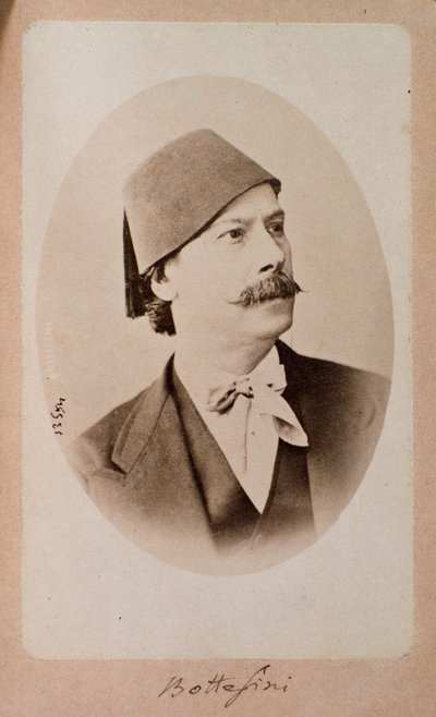 Portrét italského dirigenta, kontrabasisty a skladatele Giovanniho Bottesiniho (1821-1889) Fotografie. Bologna 19. století, občanské hudební bibliografické muzeum od Unknown photographer
