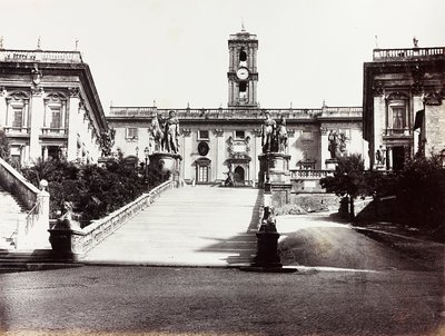 Pohled na Campidoglio s Palazzo Senatorio, Řím od Unknown photographer
