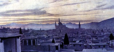 Pohled na Damašek (Sýrie). Autochrom od Unknown photographer