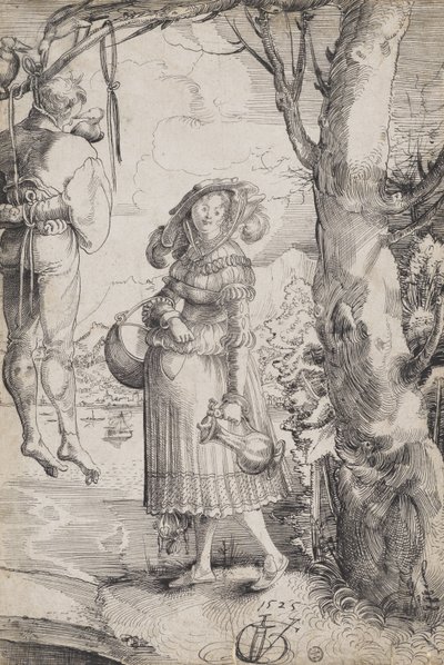 Žena v blízkosti oběšeného muže od Urs (1485-1528) Graf