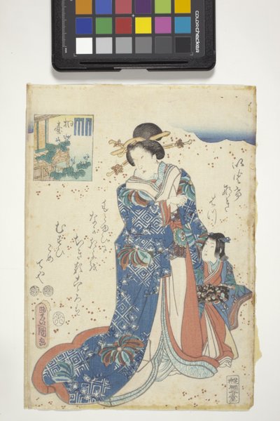 Kiritsubo s Genjim Crestem, kapitola 10 z „The Tale Of Genji“ od Utagawa (1786 1865) Kunisada