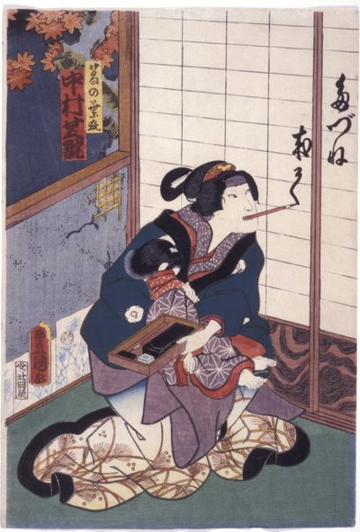 Nakamura Shikan v roli lišky Kuzunoha (Kuzunoha Kitsune) (barevný dřevoryt) od Utagawa (1786-1865) Kunisada