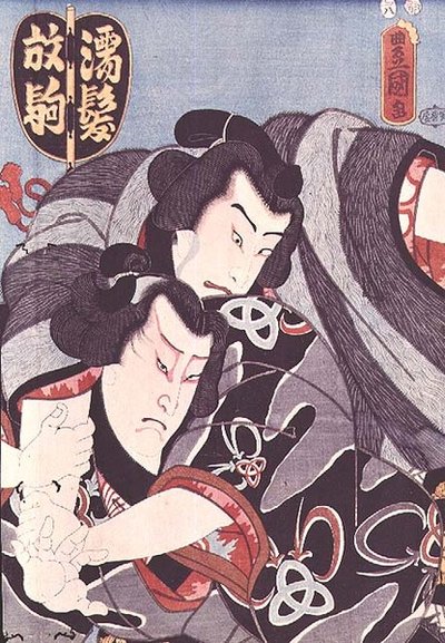 Dvě postavy ze hry Kabuki od Utagawa Kunisada