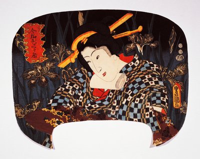 Portrét kurtizány s iris v pozadí od Utagawa Kunisada