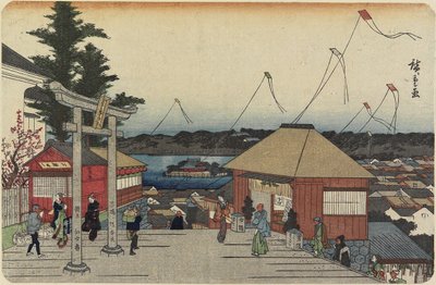 (Shinobazu rybník při pohledu ze svatyně Yushima) od Utagawa Hiroshige