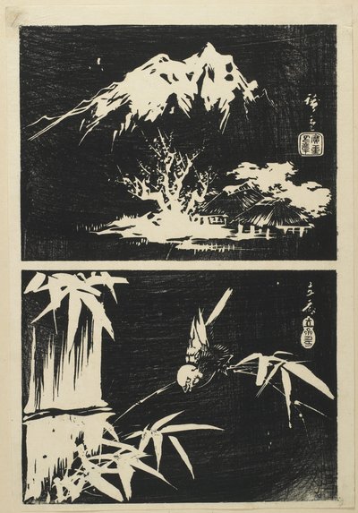 (Dva obrazy litografie), polovina 19. století od Utagawa Hiroshige
