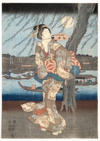 A Cool Summer Evening at Rjogoku, 1848-51 (woodblock) od Utagawa Hiroshige