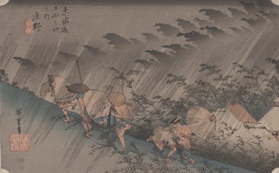 Po č. 46 „Náhlá sprcha v Shono“ z 53 stanic Tokiado, 1844 od Utagawa Hiroshige
