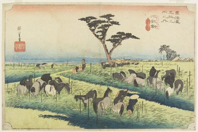 Dubnový koňský veletrh, Chiryu_, c. 1833 od Utagawa Hiroshige