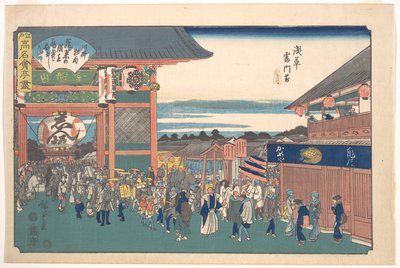 Před Kaminarimonem v Asakuse (Kameya) od Utagawa Hiroshige