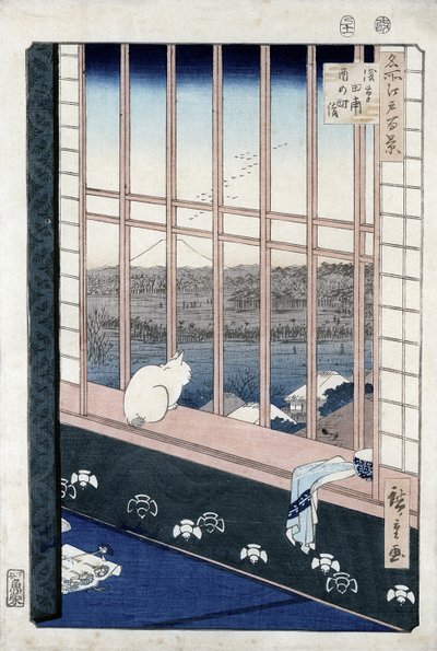 Rýžová pole Asakusa během svátku kohouta ze série "Meisho Edo Hyakkei" (Sto pohledů na Edo) 1861 (barevný dřevoryt) od Utagawa Hiroshige
