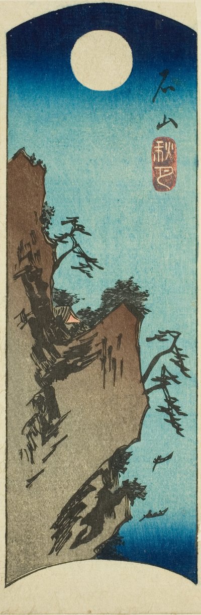 Podzimní měsíc v Ishiyama (Ishiyama Shugetsu), část listu ze série "Osm pohledů na Omi (Omi hakkei)" od Utagawa Hiroshige