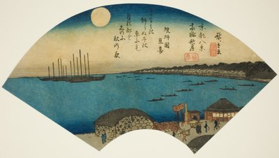 Podzimní měsíc v Takanavě (Takanawa shugetsu), ze série „Osm pohledů na východní hlavní město (Toto hakkei)“ od Utagawa Hiroshige