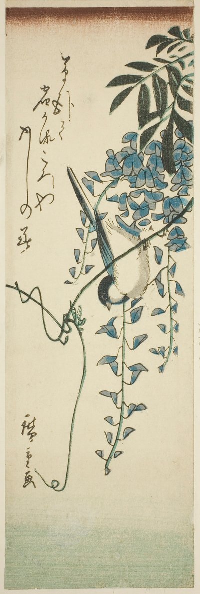 Pták a vistárie od Utagawa Hiroshige