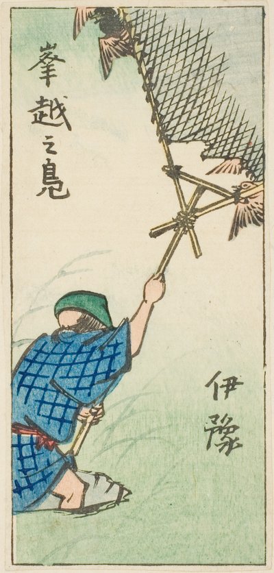 Odlov divokých kachen v provincii Iyo (Iyo, okoshi no kamo), část listu č. 16 ze série "Vystřižené obrázky provincií (Kunizukushi harimaze zue)" od Utagawa Hiroshige