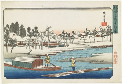 Jasné počasí po sněhu v Masaki, 1832-1839 od Utagawa Hiroshige