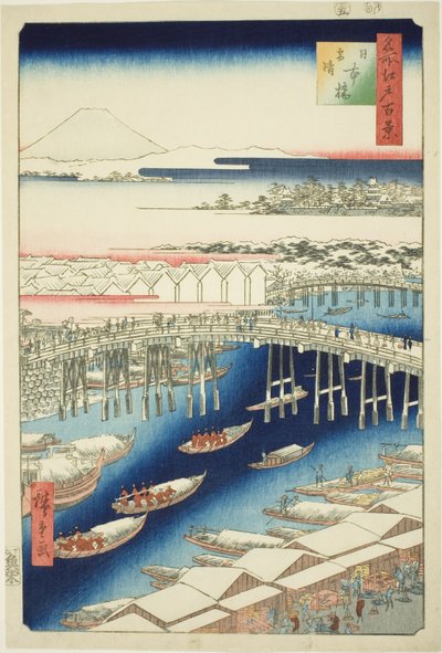 C ware er af r Sw at Japan B reason (Nihonbashi snow clear), ze série „Hřeben pro hřebeny“ 100 zobrazení)“ od Utagawa Hiroshige