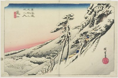 Jasné počasí po sněhu, Kameyama, yukibare, c. 1833 od Utagawa Hiroshige
