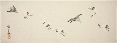 Jeřáby v letu od Utagawa Hiroshige