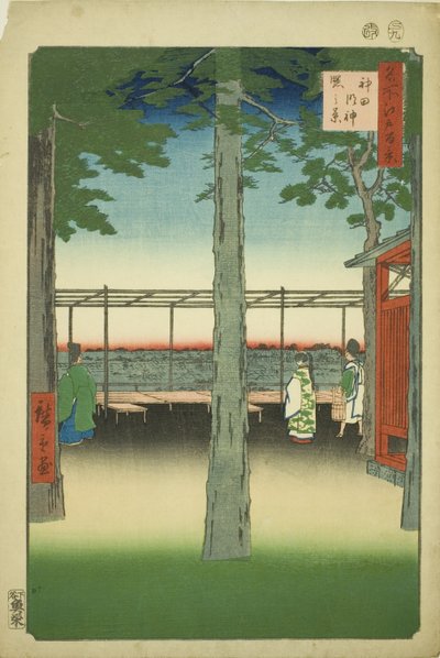 Svítání při žvýkaném Myojin Shline (systém Kanda Myojin Akebono), ze série ``Ridge dre d fa s views of Edo (Sto slavných pohledů na Edo)