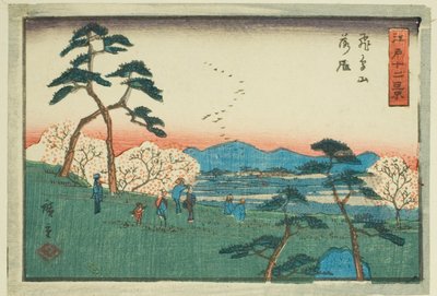 Před přední linií, v Asuka táhnou (Asukayama rakugan), ze série s ``Tel ve ws of Edo (Edo tree-like)