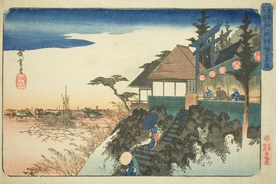 Východní výstup do svatyně Kanda Myojin (Kanda Myojin higashizaka), ze série „Slavná místa ve východním hlavním městě (Toto meisho)“ od Utagawa Hiroshige