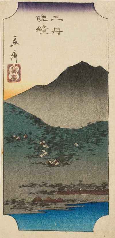 Večerní zvony u Mii (Mii bansho), část listu ze série "Osm pohledů na Omi (Omi hakkei)" od Utagawa Hiroshige