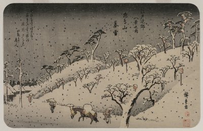Večerní sníh na kopci Asuka, ze série Osm pohledů na okolí Edo od Utagawa Hiroshige