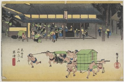 Slavný poštovní dům, Kusatsu, c. 1833 od Utagawa Hiroshige