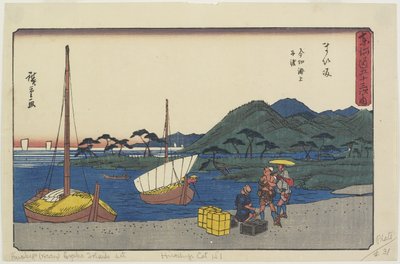 Trajektový přístav na pláži Imagiri, Maisaka, 1841-1842 od Utagawa Hiroshige