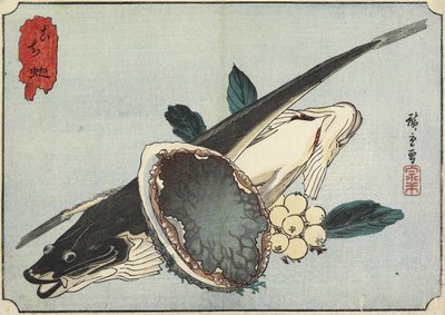 Flathead a Abalone, počátek 19. století od Utagawa Hiroshige
