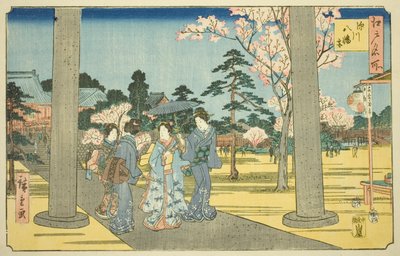 Svatyně Fukagawa Hachiman z televizního seriálu od Utagawa Hiroshige