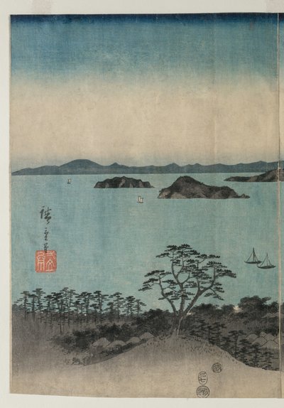 Úplněk nad Kanazawou, Musashi od Utagawa Hiroshige