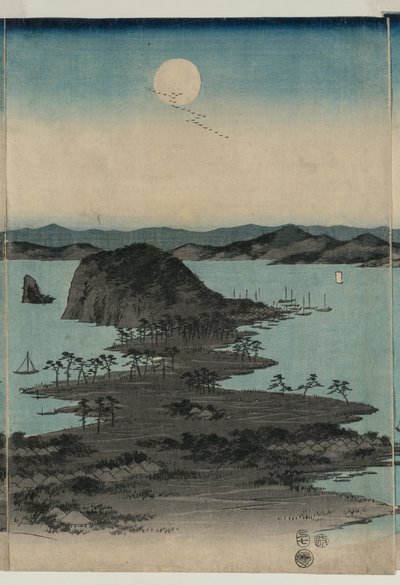 Úplněk nad Kanazawou, Musashi od Utagawa Hiroshige