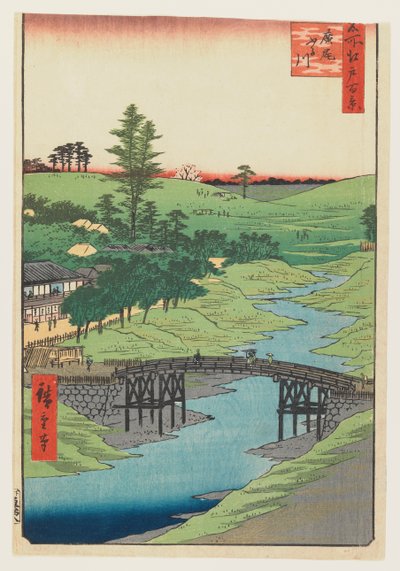 Furukawa River, Hiroo, 1856 (barevný dřevořez) od Utagawa Hiroshige