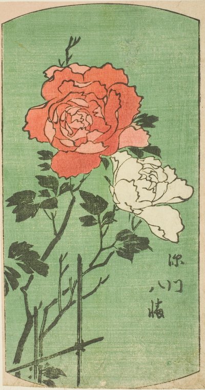 Svatyně Hachiman ve Fukagawa (Fukagawa Hachiman), část listu ze série "Vystřižené obrázky slavných míst v Edo (Edo meisho harimaze zue)" od Utagawa Hiroshige