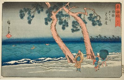 Hamamatsu – Ne. 30, ze série "Padesát tři stanic Tokaida (Tokaido gojusan tsugi)," také známé jako Reisho Tokaido od Utagawa Hiroshige