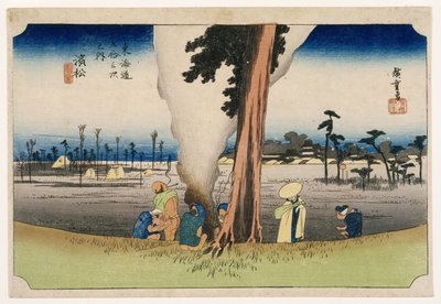 Hamamatsu, z padesáti tří stanic na Tokaidské dálnici, kolem roku 1834 (barevný tisk ze dřeva) od Utagawa Hiroshige