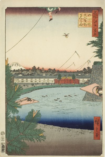 Hibiya idea d venku - Sakurada z Yamashita - práce (Yamashita - práce Hibiya venku - Sakurada), ze série s `` Ridge minutes d re d daleký pohled ws of Edo (Sto slavných pohledů na Edo) 