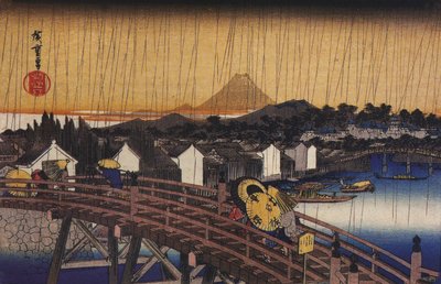 Hirošige, Most v dešti od Utagawa Hiroshige