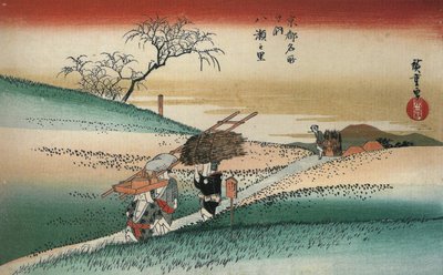Hirošige Ženy jdoucí po cestě přes pole od Utagawa Hiroshige